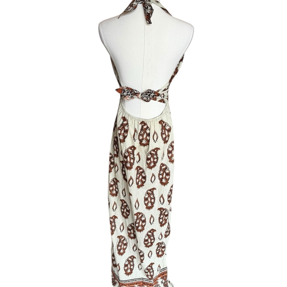 Johanna Ortiz - Dancing in Sanskrit Block Print Halter Maxi Dress Sz 4 - Picture 5 of 8